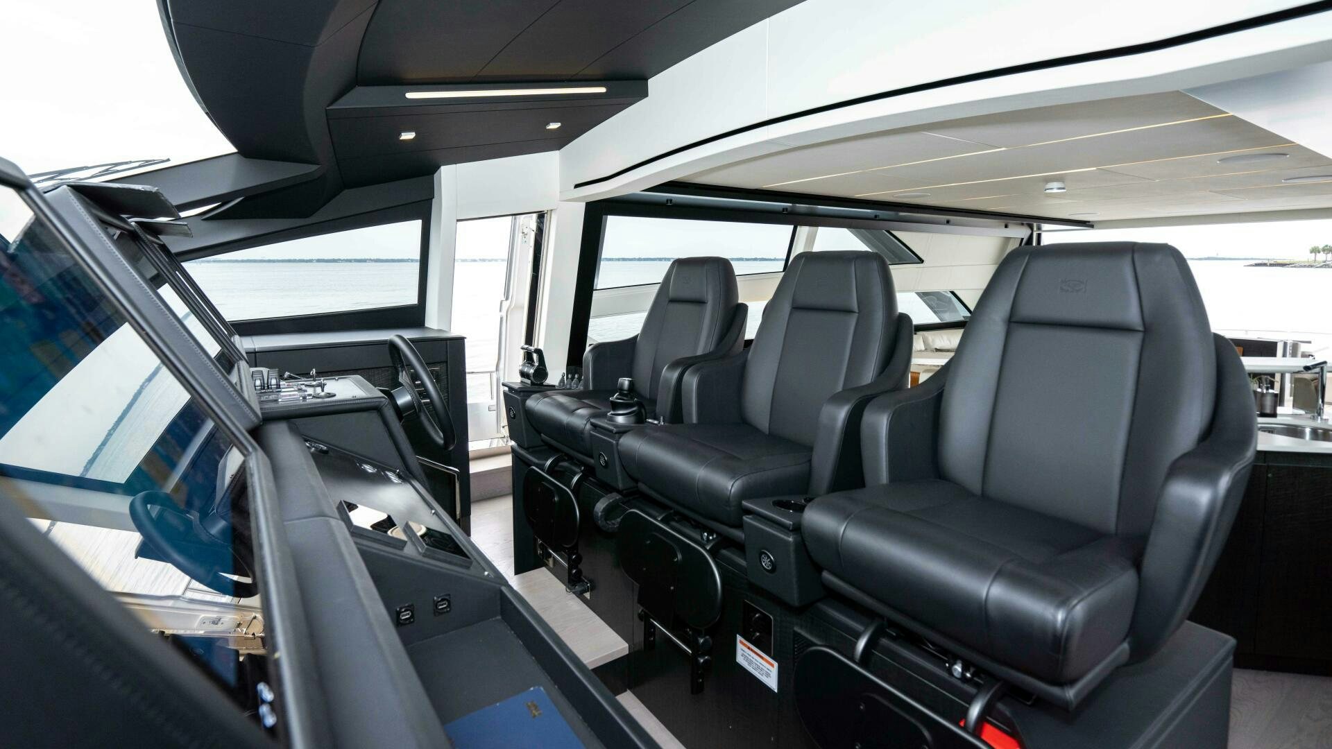 the inside of a car aboard STALLION Yacht for Sale