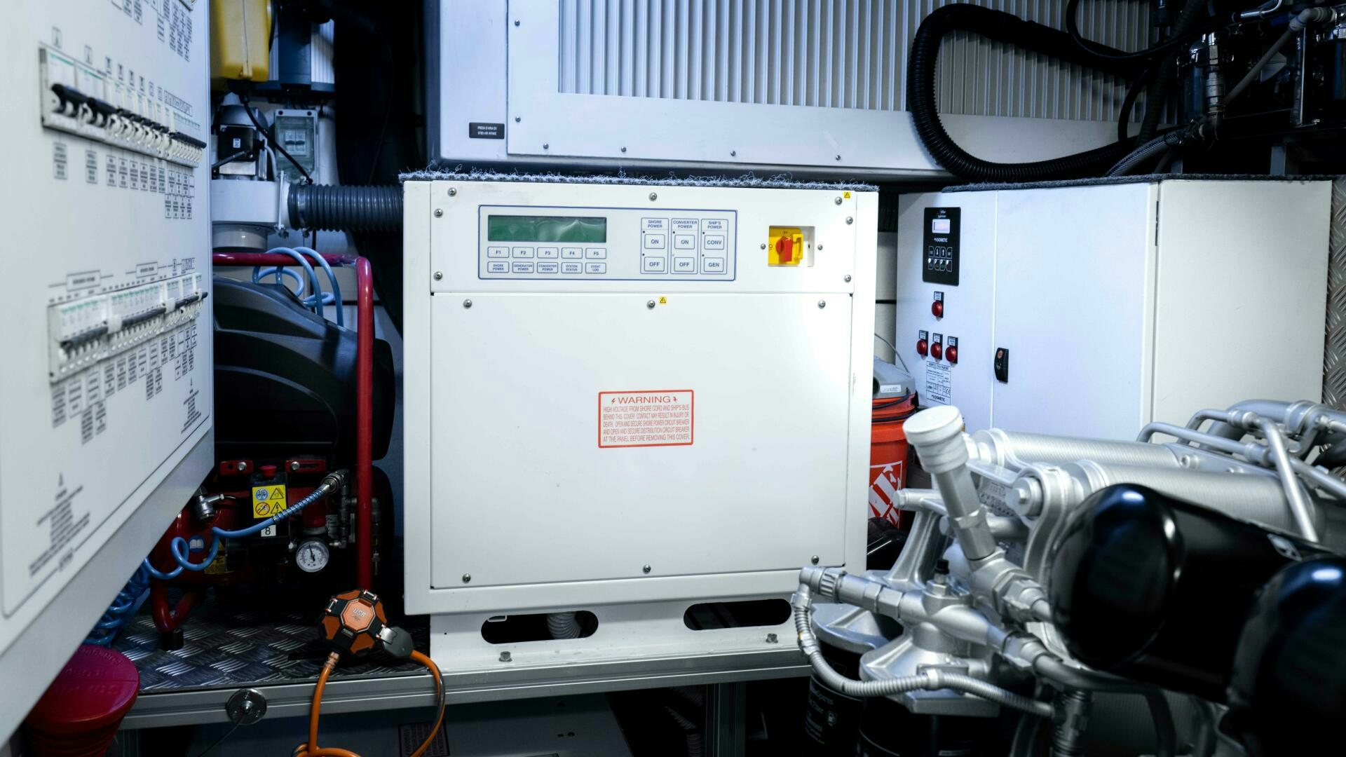 a machine with a large piece of equipment on it aboard STALLION Yacht for Sale