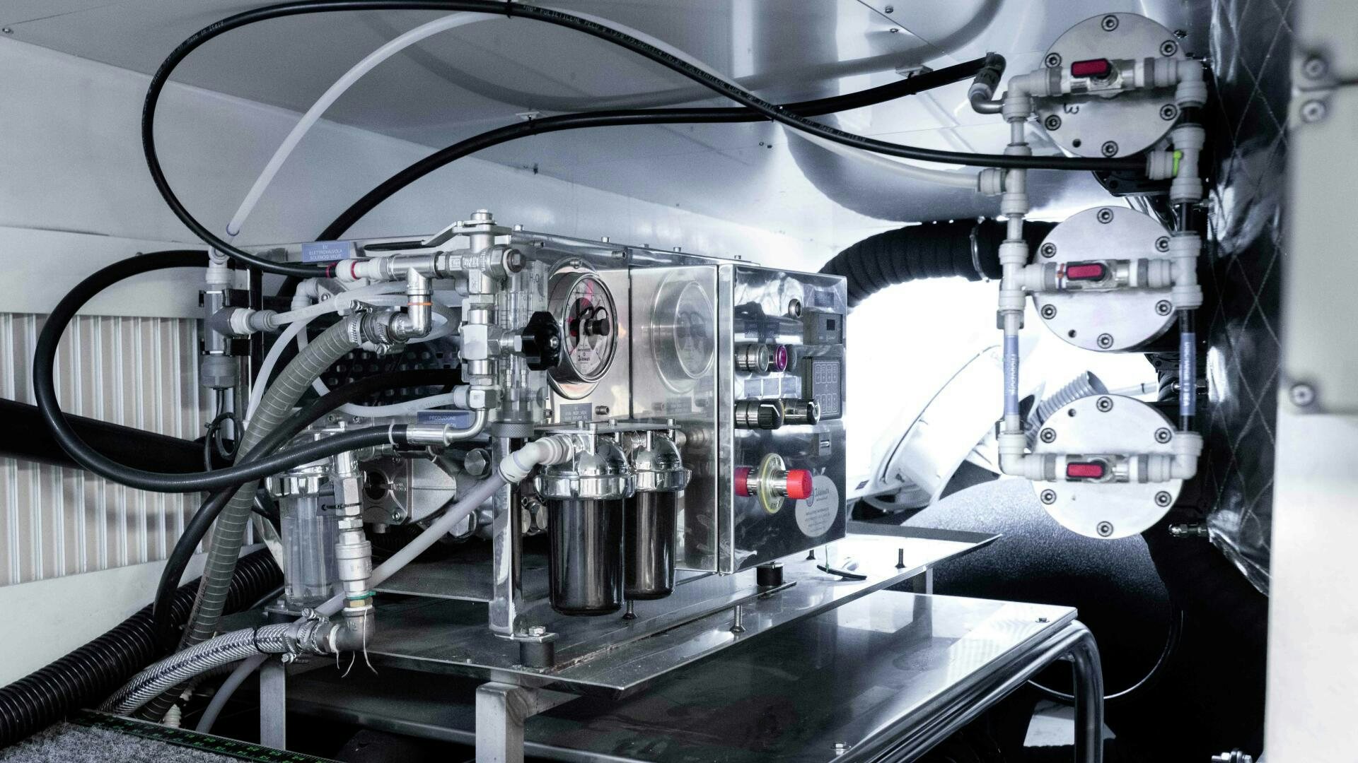 the inside of a car aboard STALLION Yacht for Sale