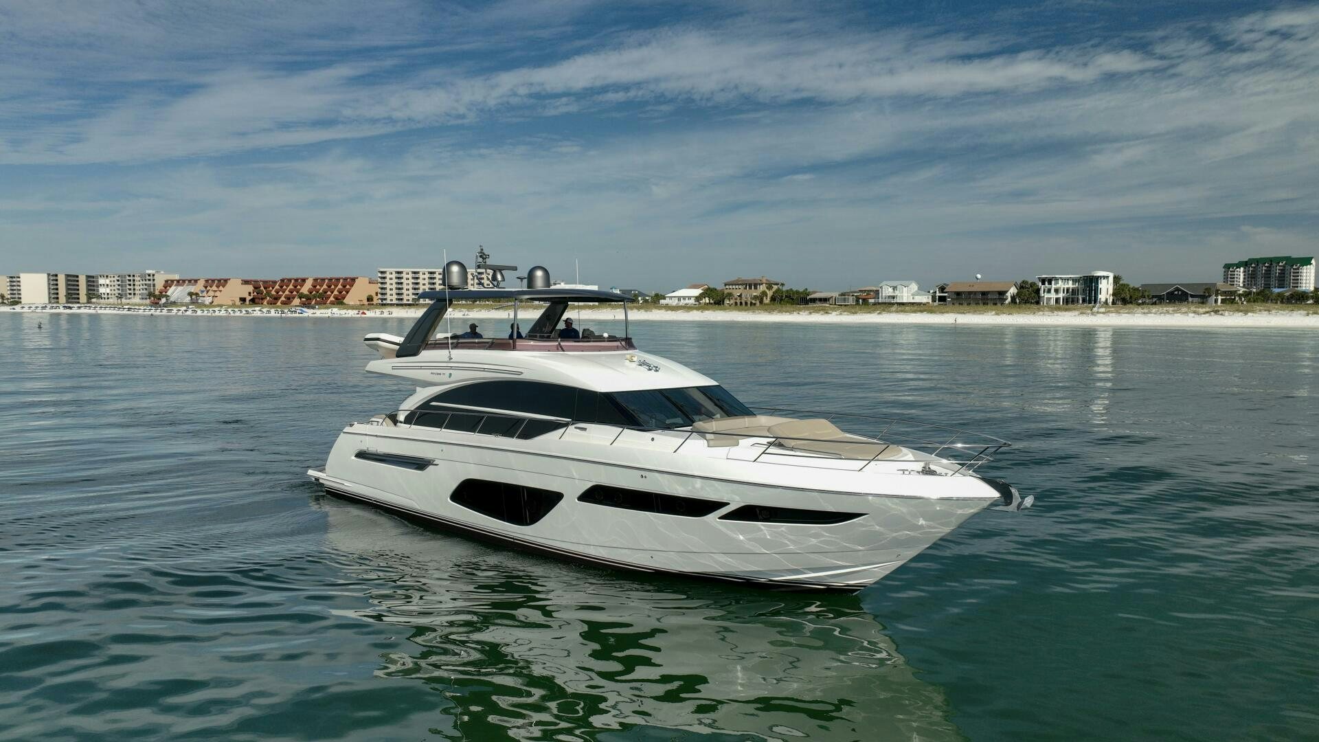 a white boat in the water aboard THE O SHEAUX Yacht for Sale