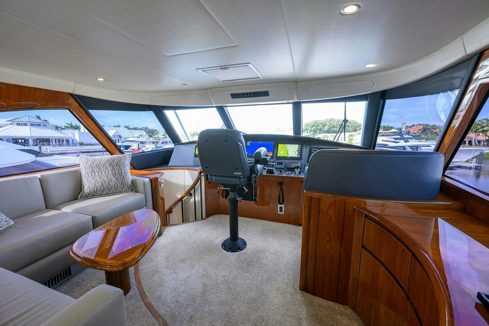 inside of a vehicle with a chair and a desk and a chair aboard TORTA Yacht for Sale