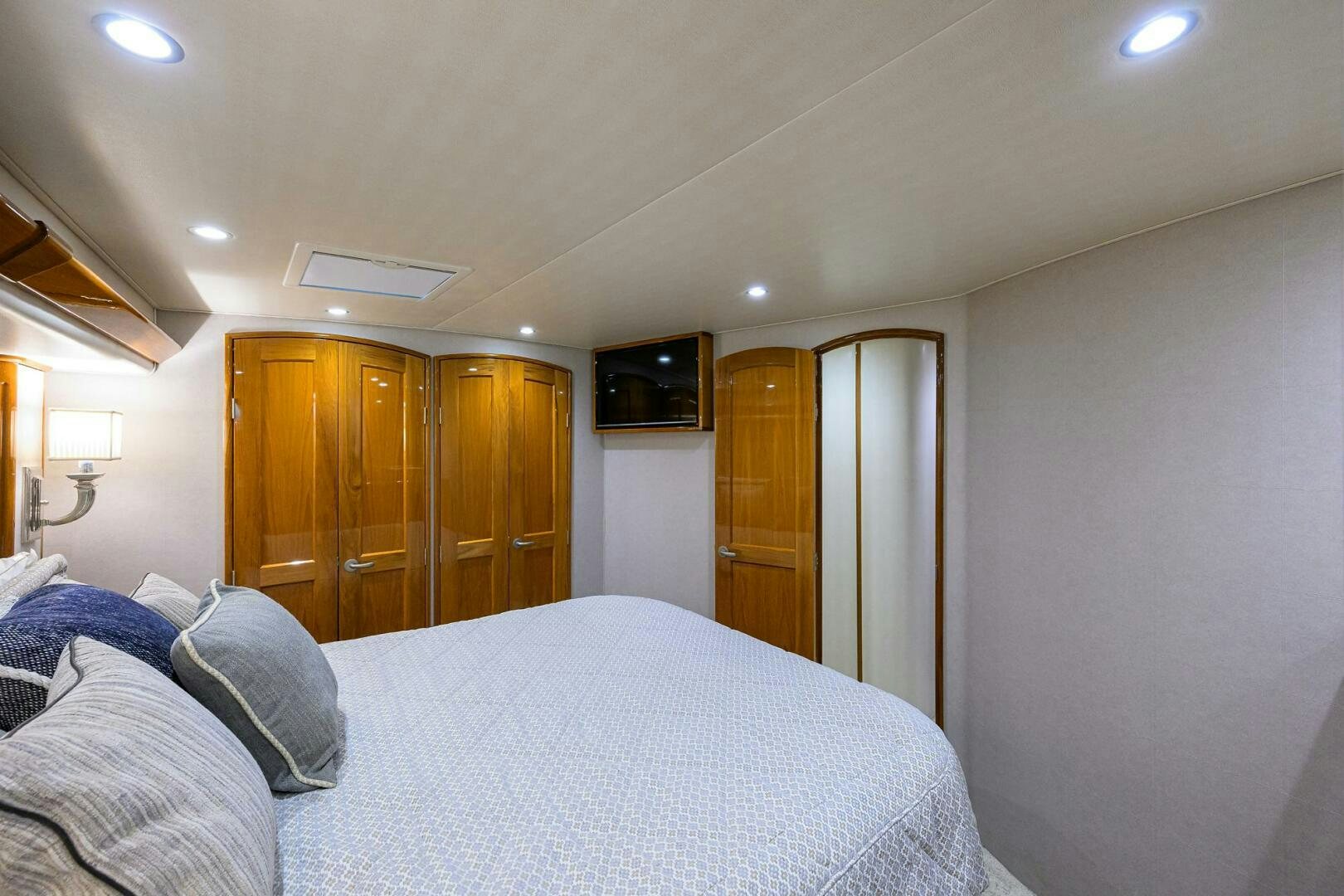 a bed in a room aboard TORTA Yacht for Sale