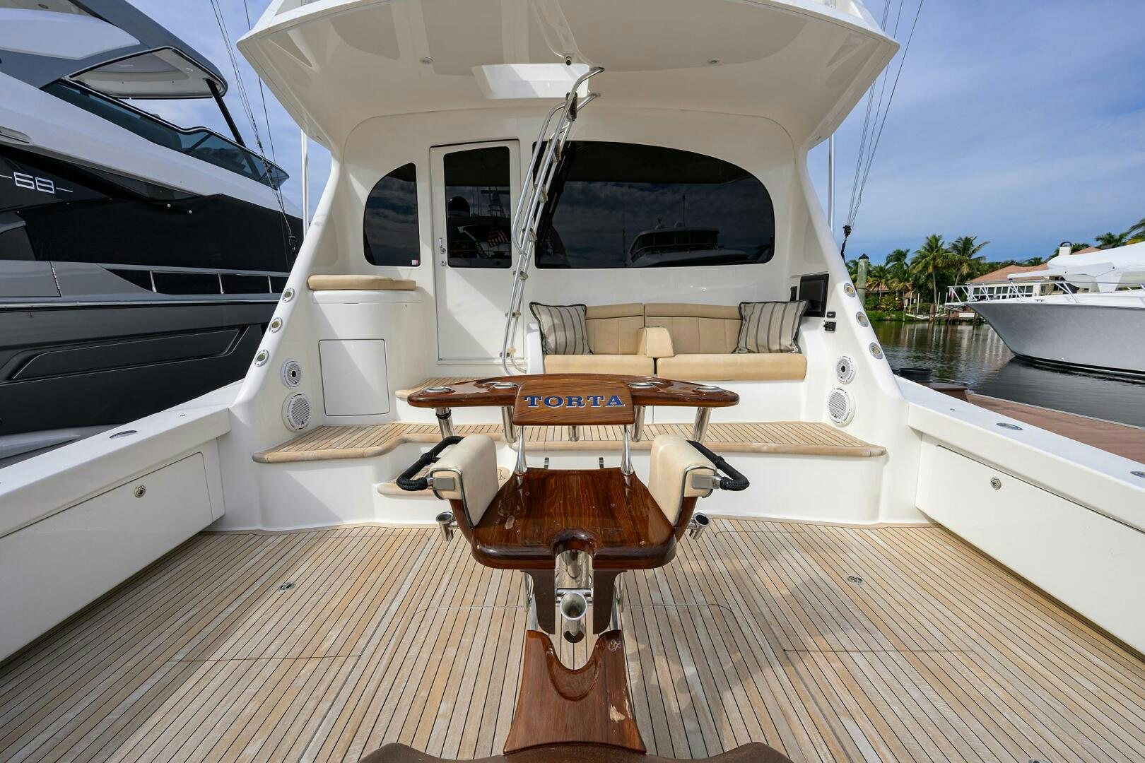 a boat on a deck aboard TORTA Yacht for Sale