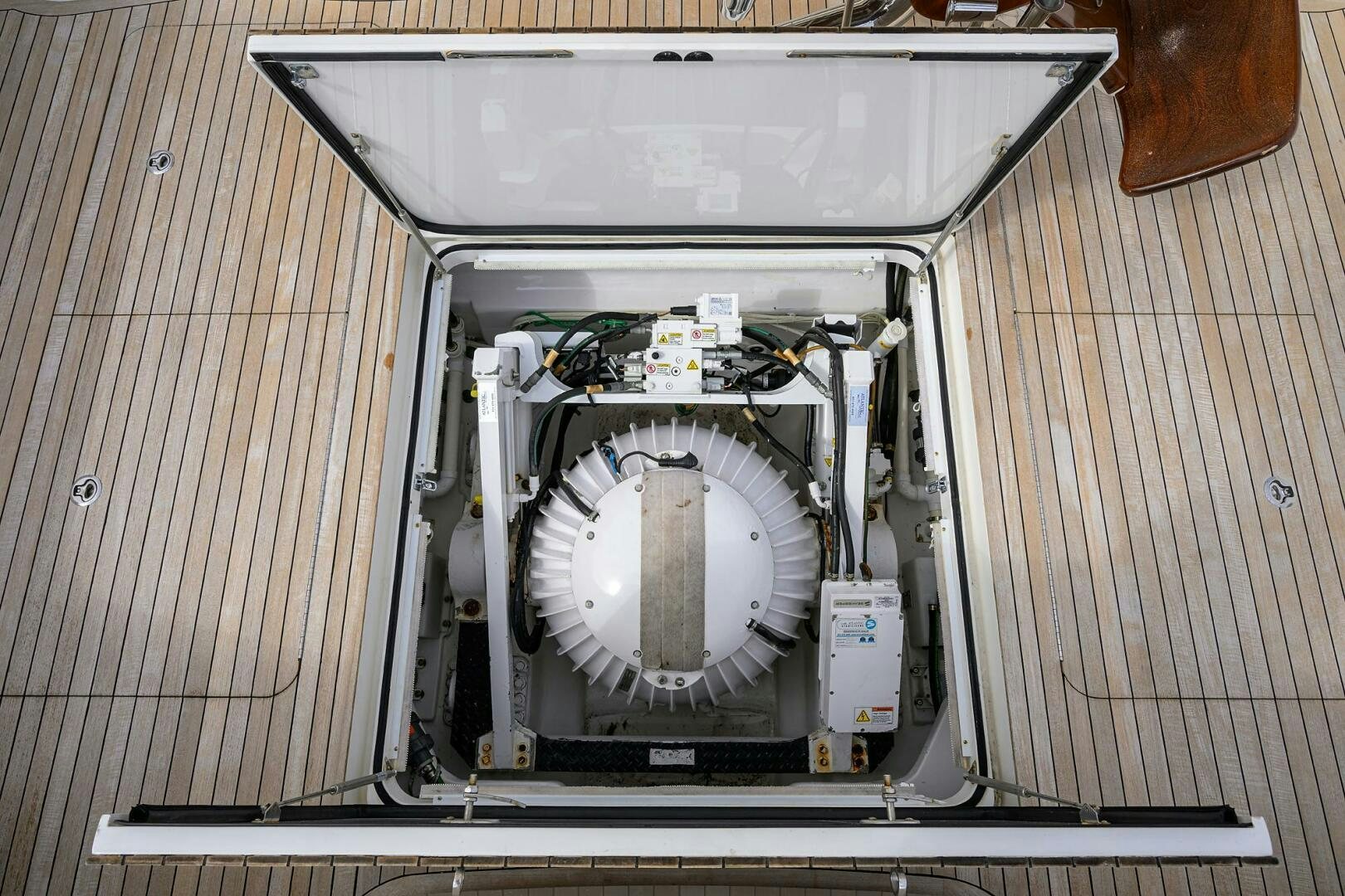 a metal box with a hole in it aboard TORTA Yacht for Sale