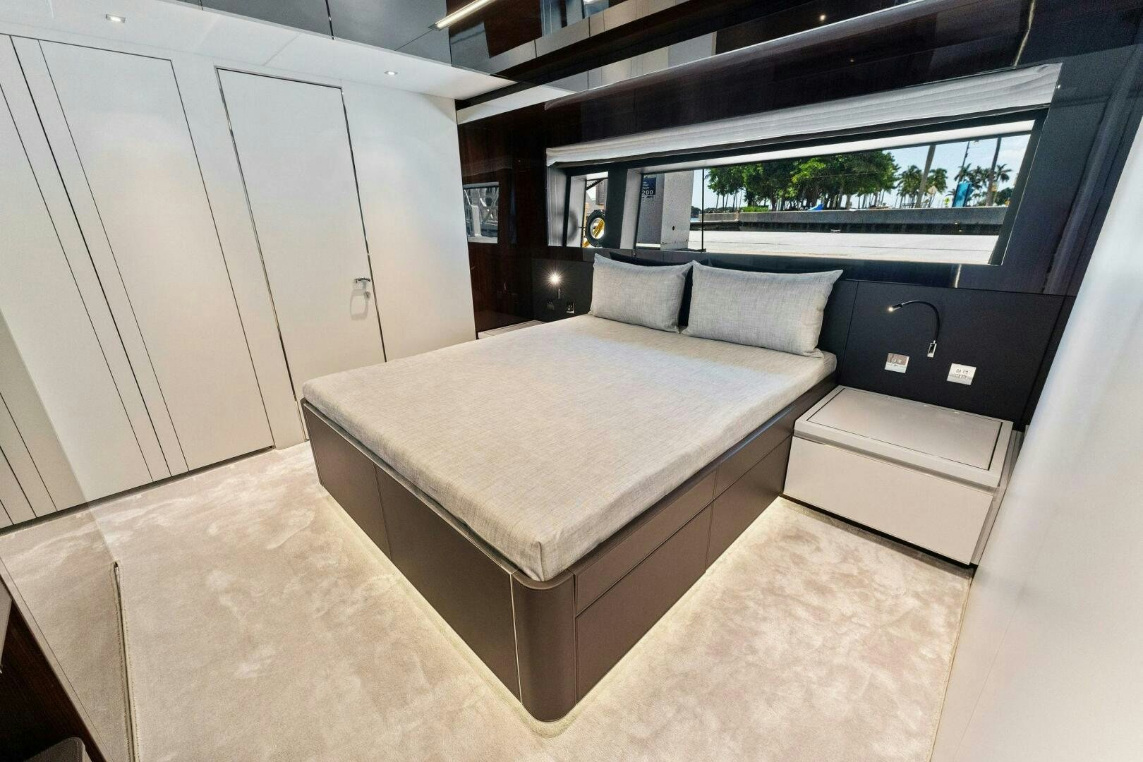 a bed in a room aboard 110' RIVA DOLCEVITA 2024 Yacht for Sale