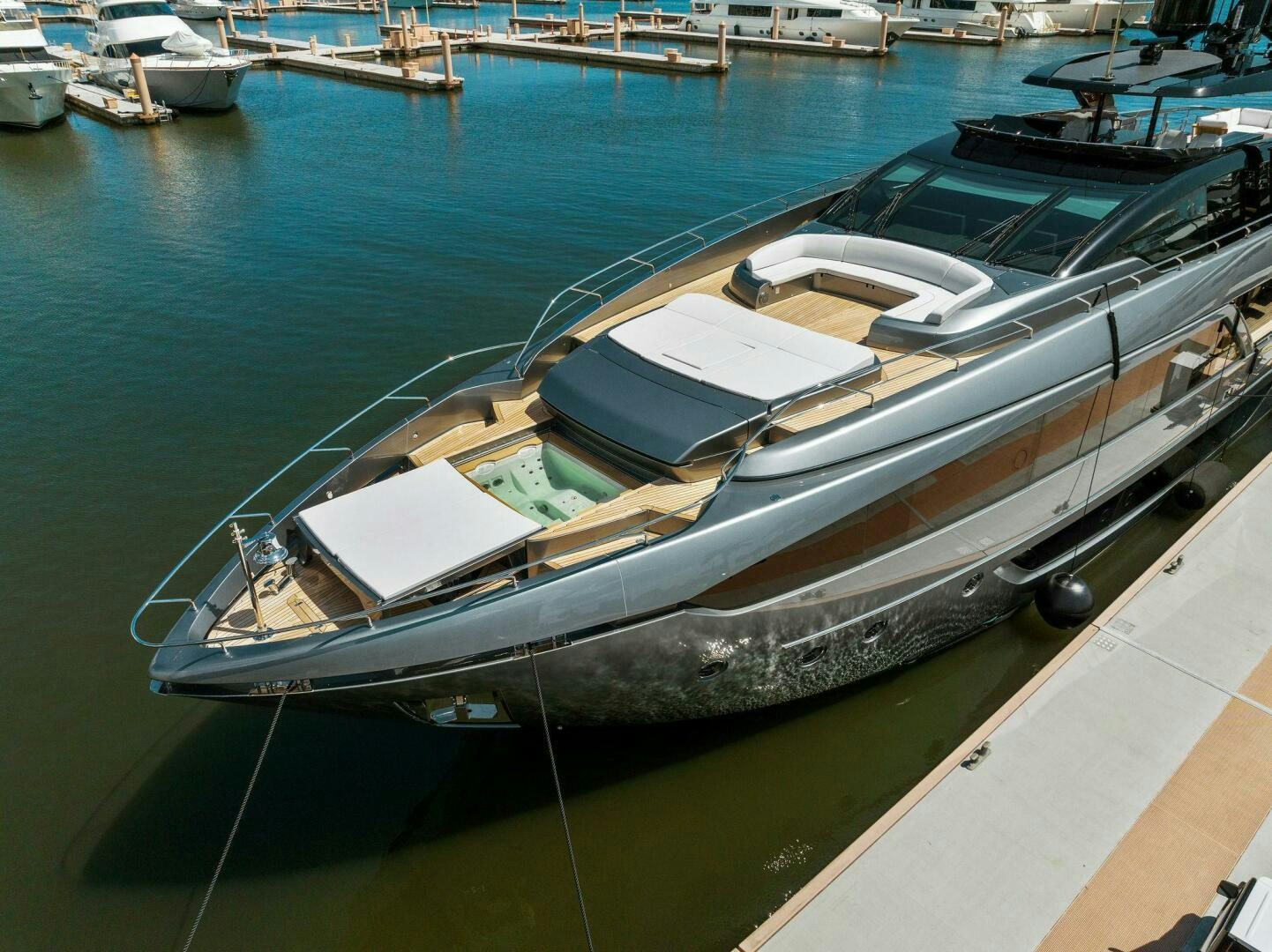 a boat docked at a pier aboard 110' RIVA DOLCEVITA 2024 Yacht for Sale
