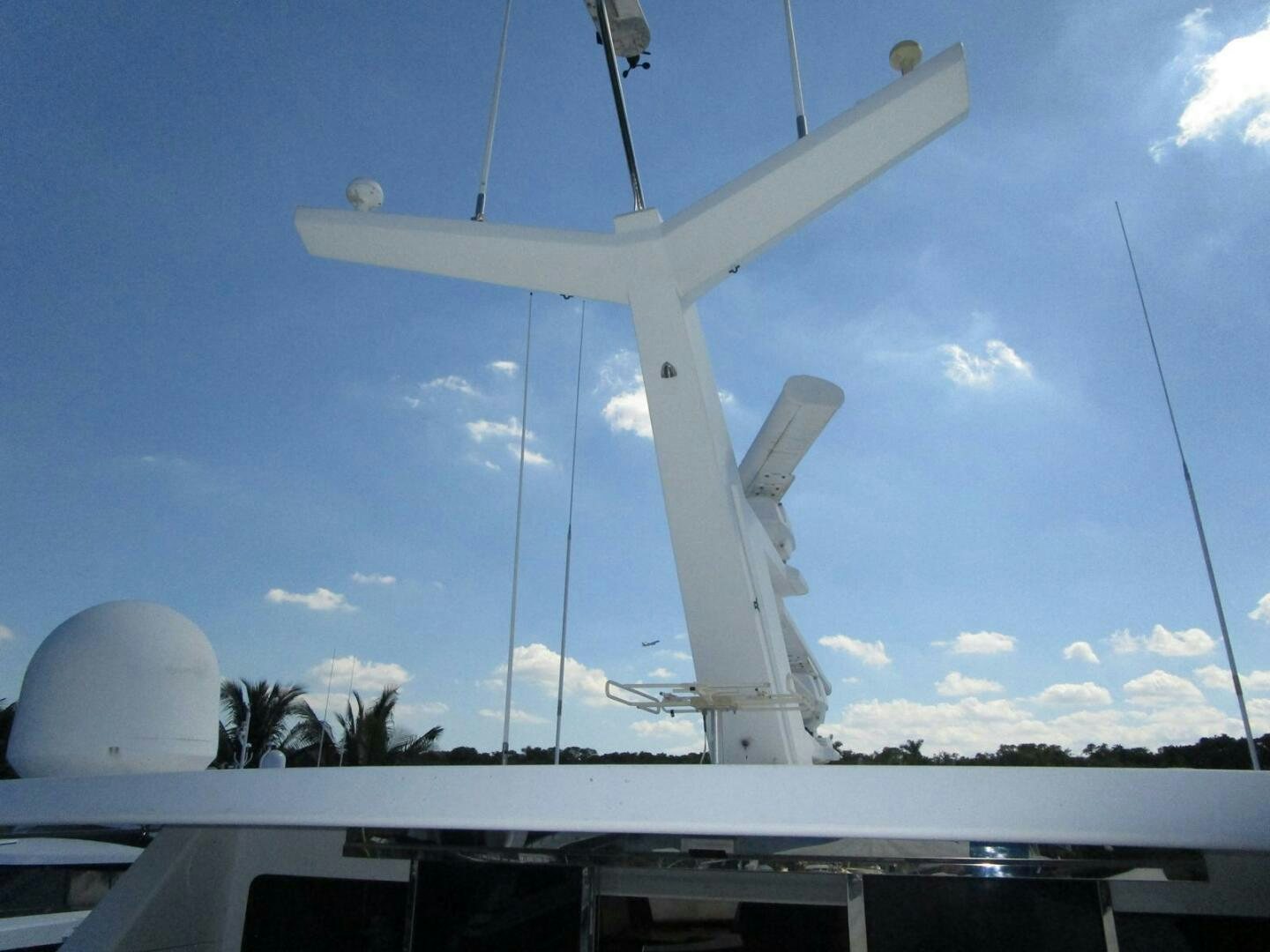 a white satellite dish on a roof aboard LADY D Yacht for Sale