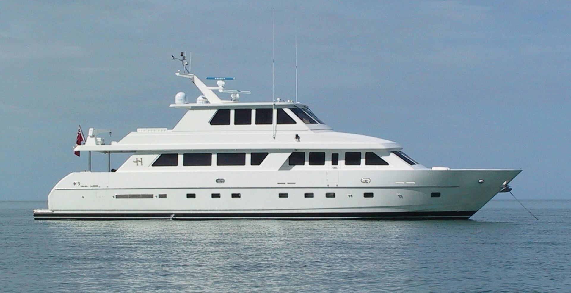 a large white yacht aboard LADY D Yacht for Sale