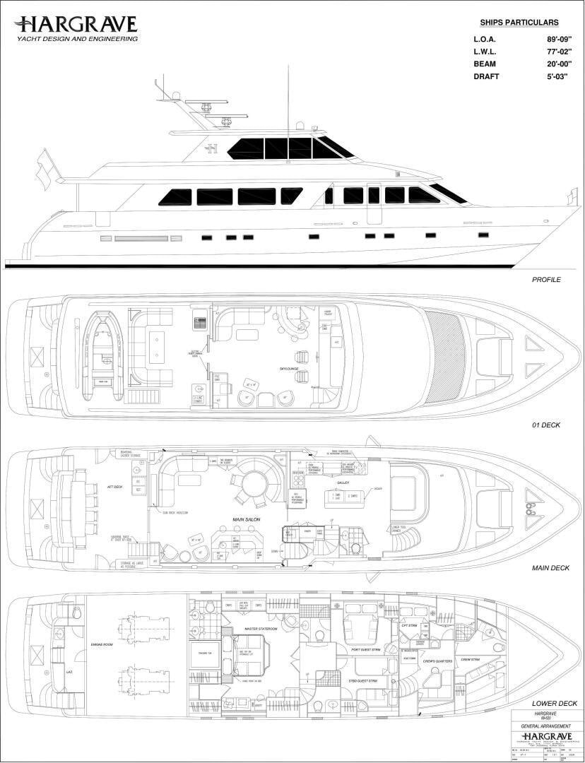 diagram, engineering drawing aboard LADY D Yacht for Sale