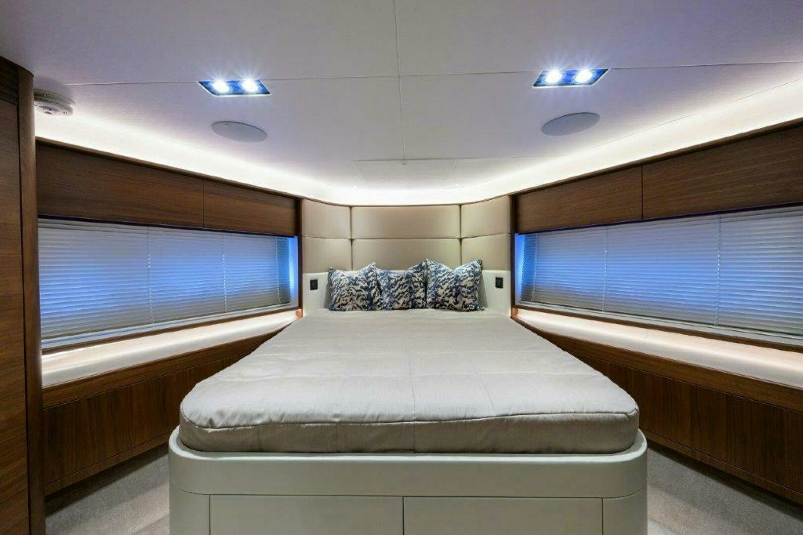 a bed in a room aboard TARHEEL Yacht for Sale