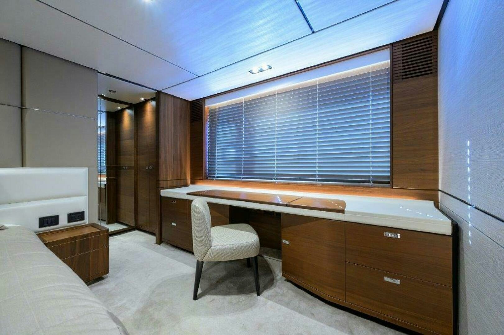 a room with a desk and a chair aboard TARHEEL Yacht for Sale