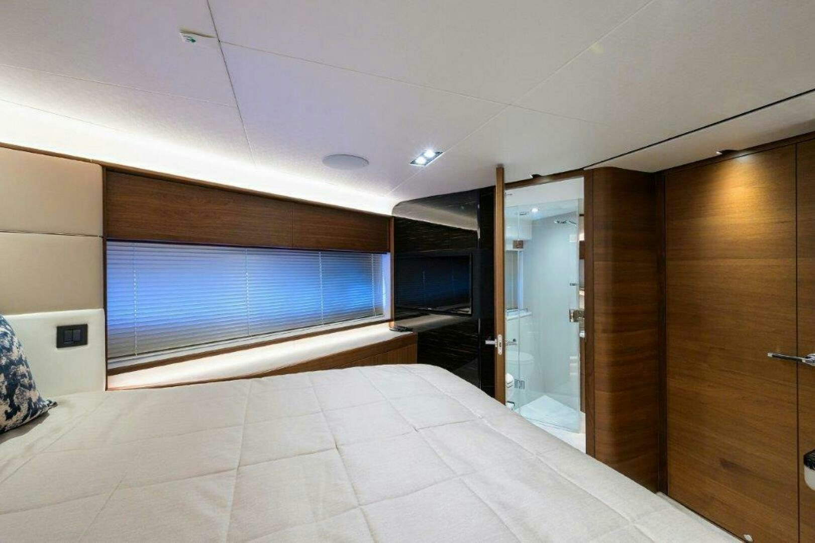 a room with a large glass door aboard TARHEEL Yacht for Sale