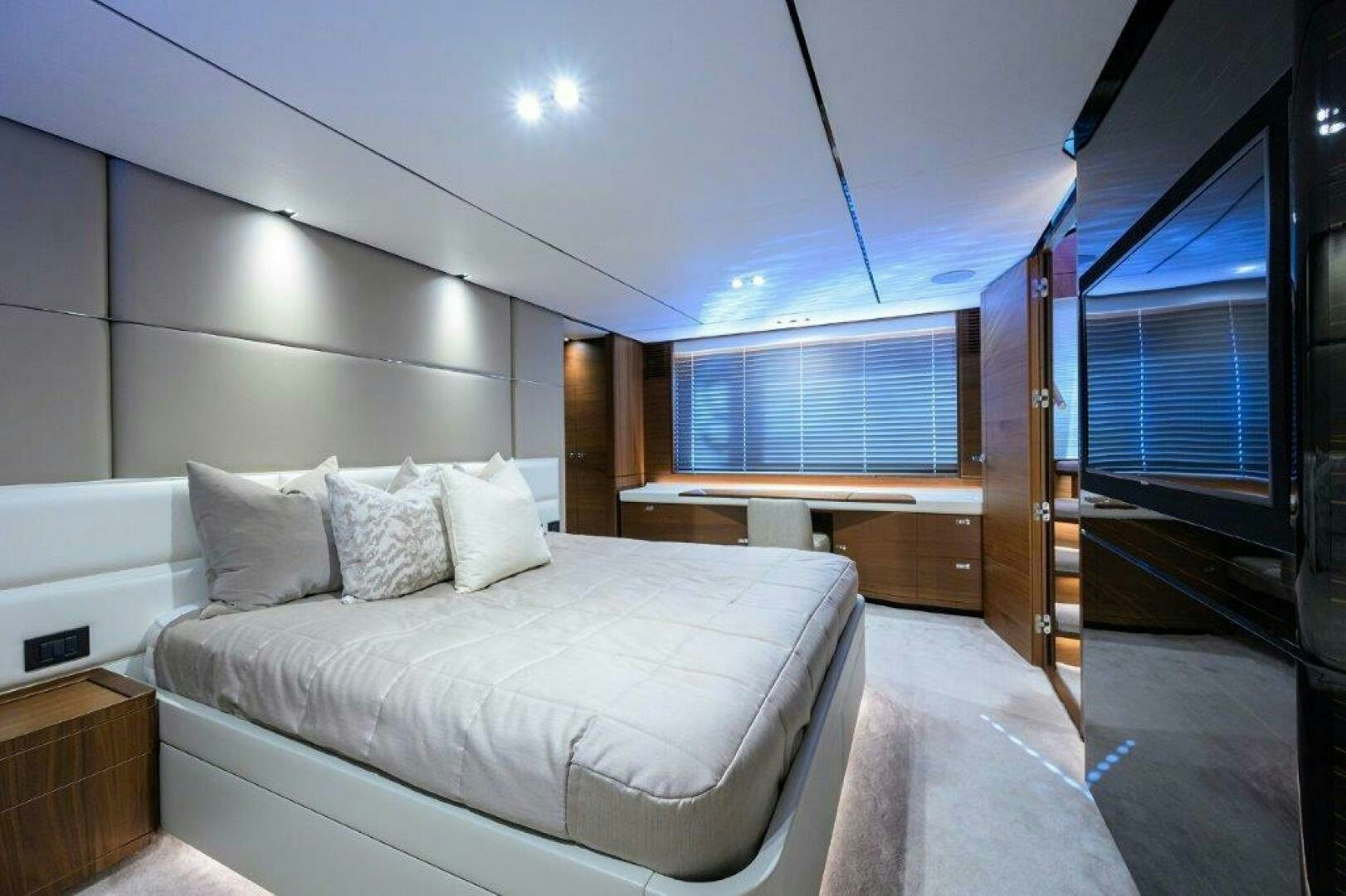 a bed in a room aboard TARHEEL Yacht for Sale