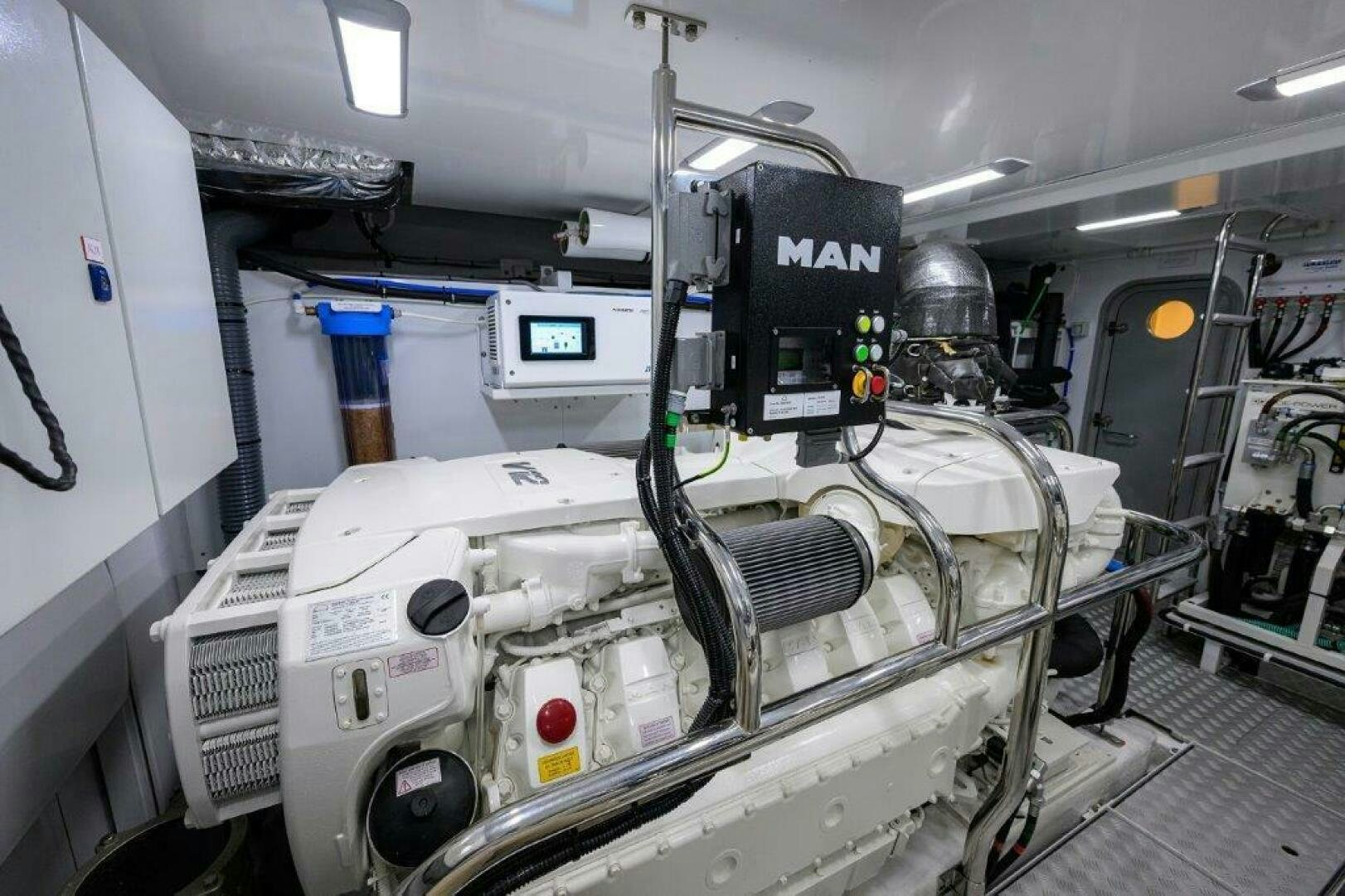 a machine in a room aboard TARHEEL Yacht for Sale