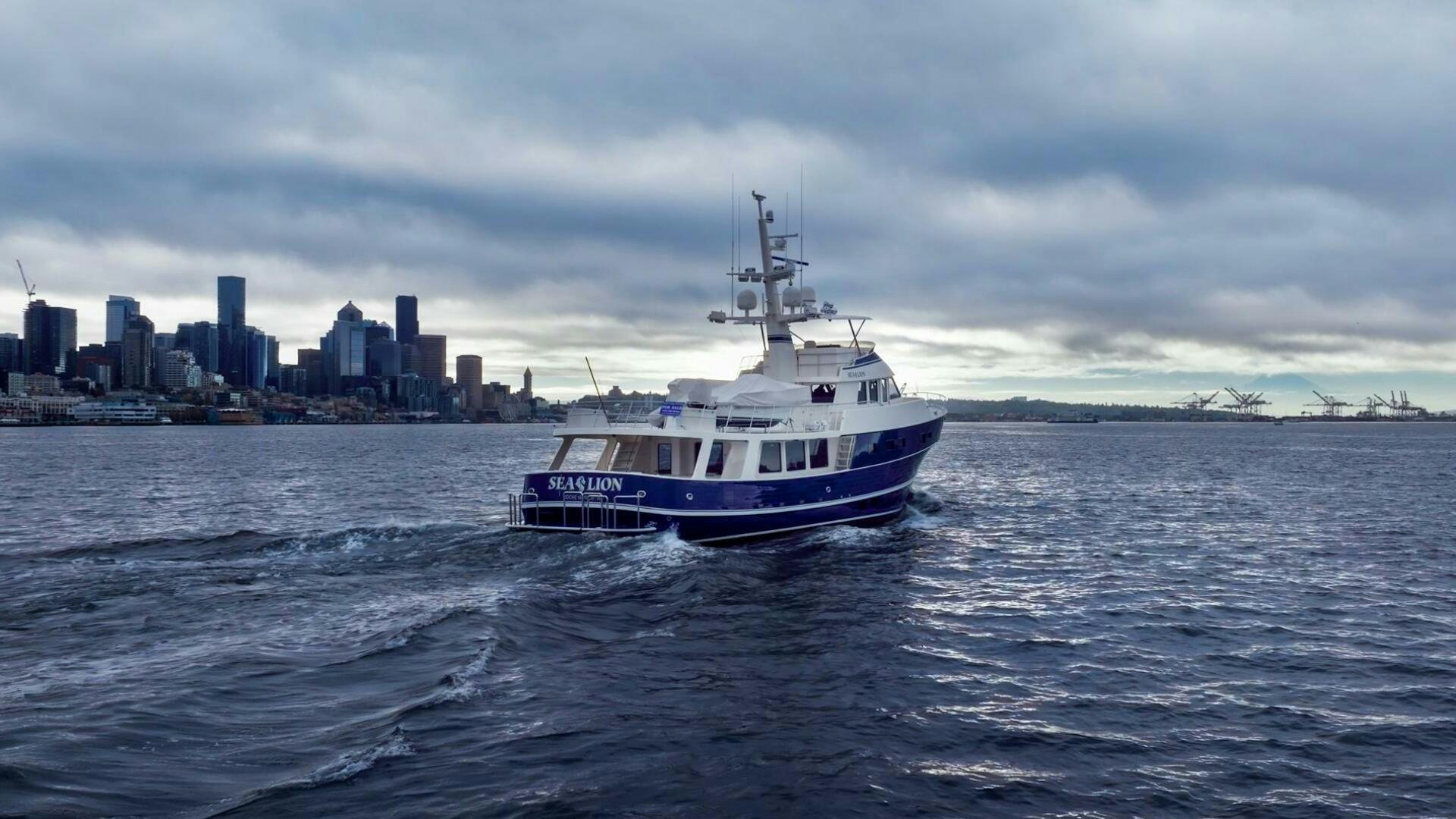 a boat in the water aboard SEA LION Yacht for Sale