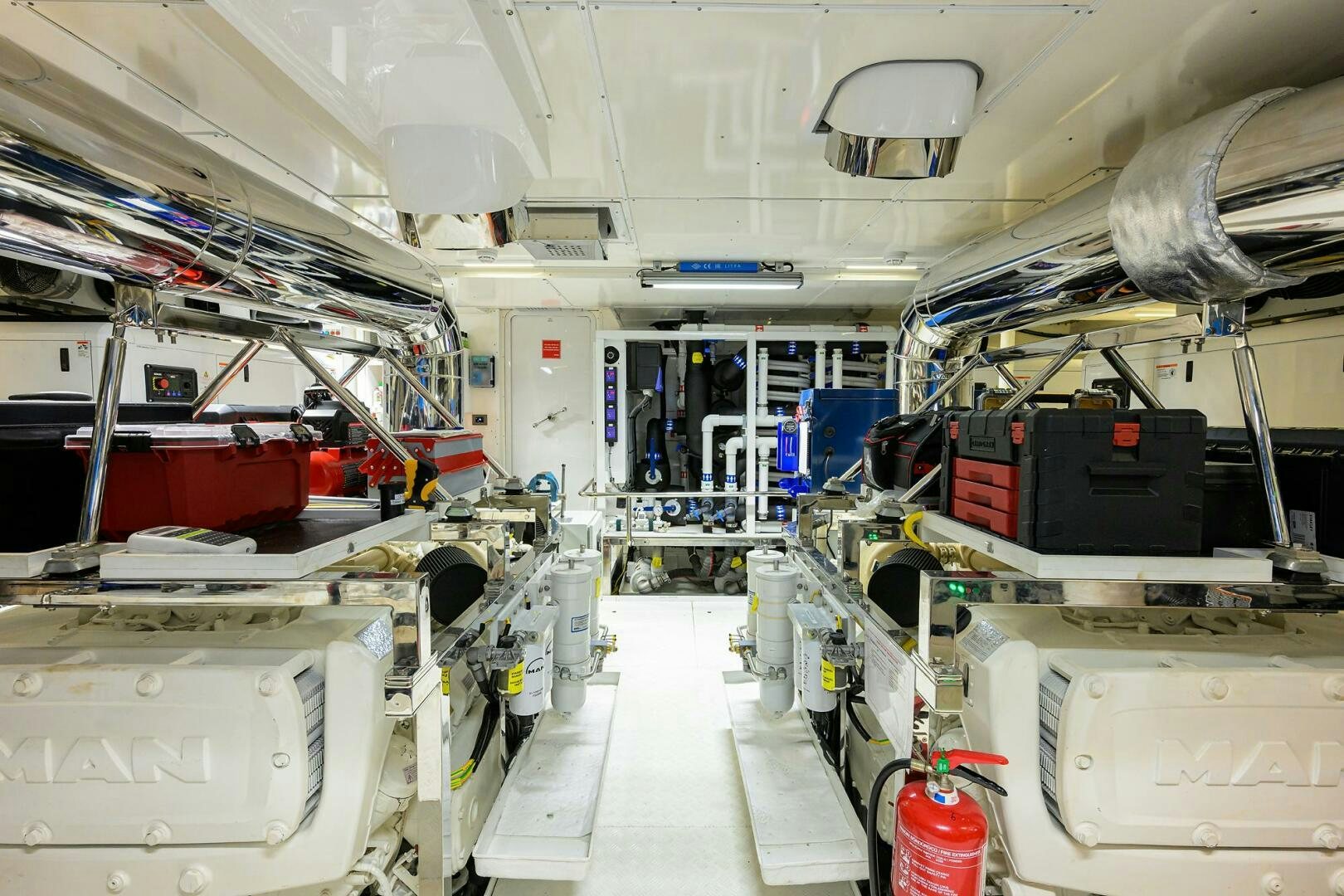 a room with machinery aboard AMORE Yacht for Sale
