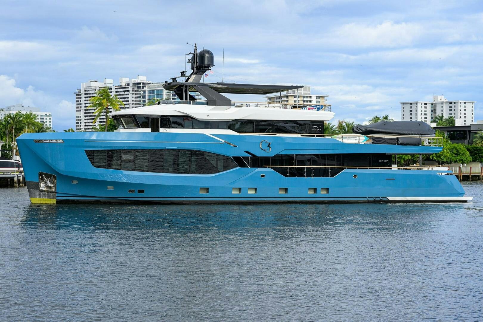 a large boat in a body of water aboard AMORE Yacht for Sale
