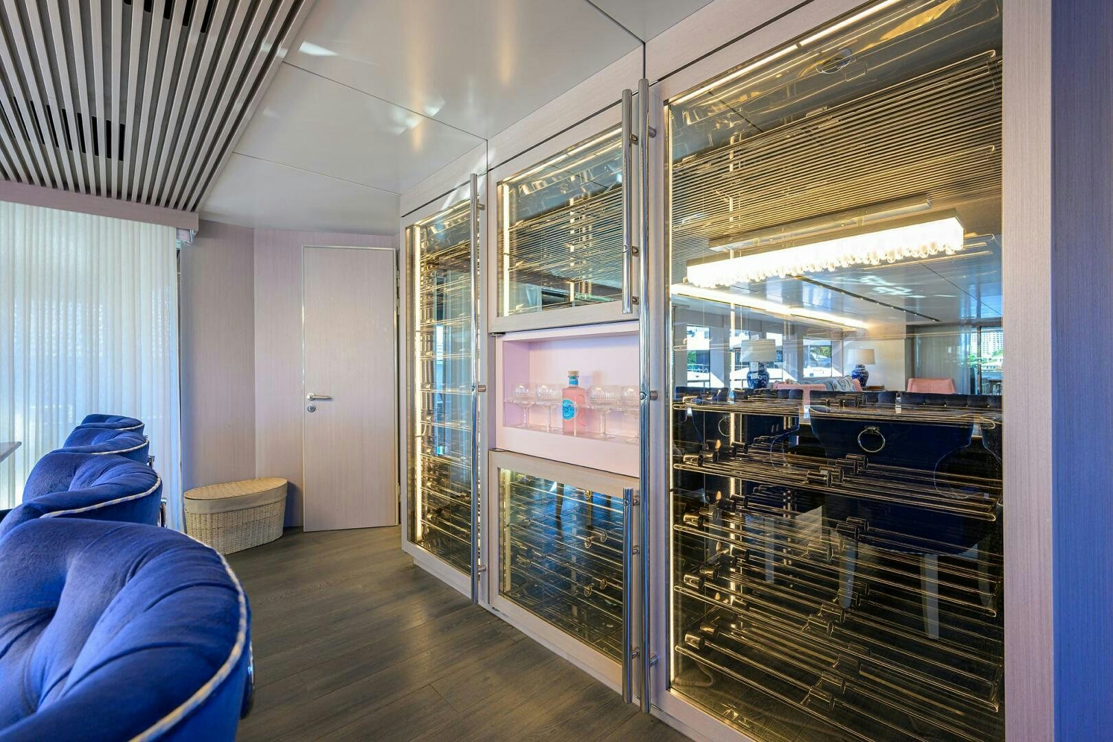 a room with a bed and a couch aboard AMORE Yacht for Sale