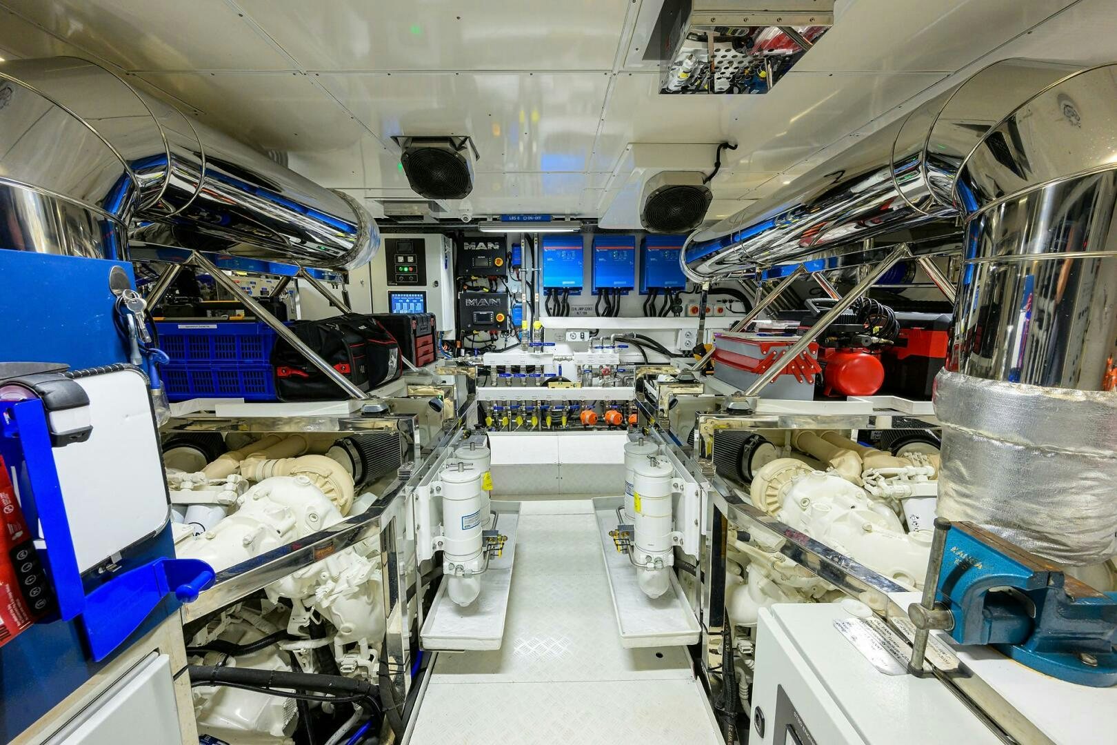 a room with machinery aboard AMORE Yacht for Sale