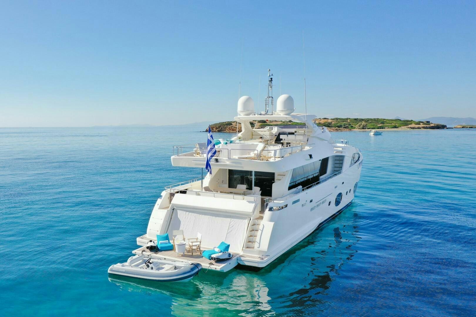 a boat in the water aboard INFINITAS Yacht for Sale