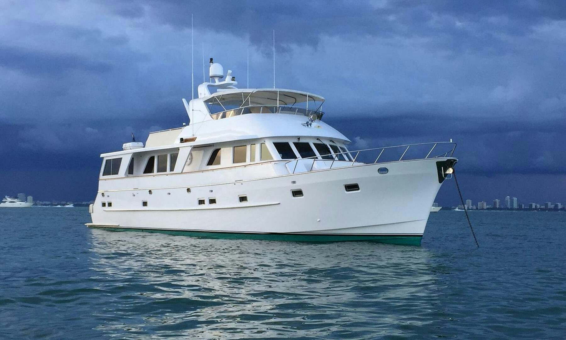 a white boat in the water aboard SHAMROCK Yacht for Sale
