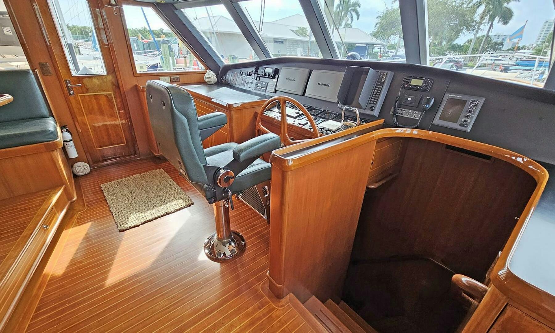 a leather chair in a room aboard SHAMROCK Yacht for Sale