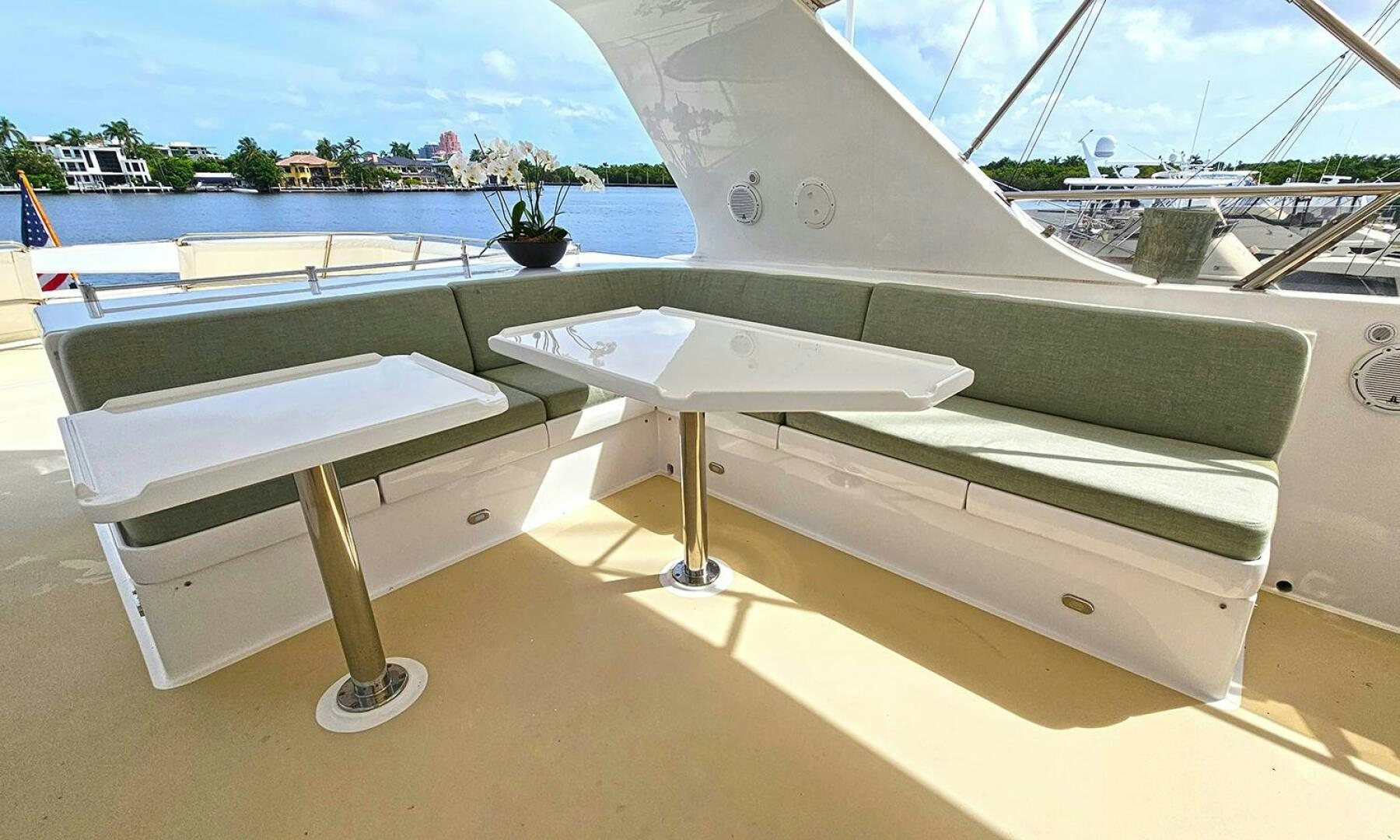 a white lounge chair on a deck aboard SHAMROCK Yacht for Sale