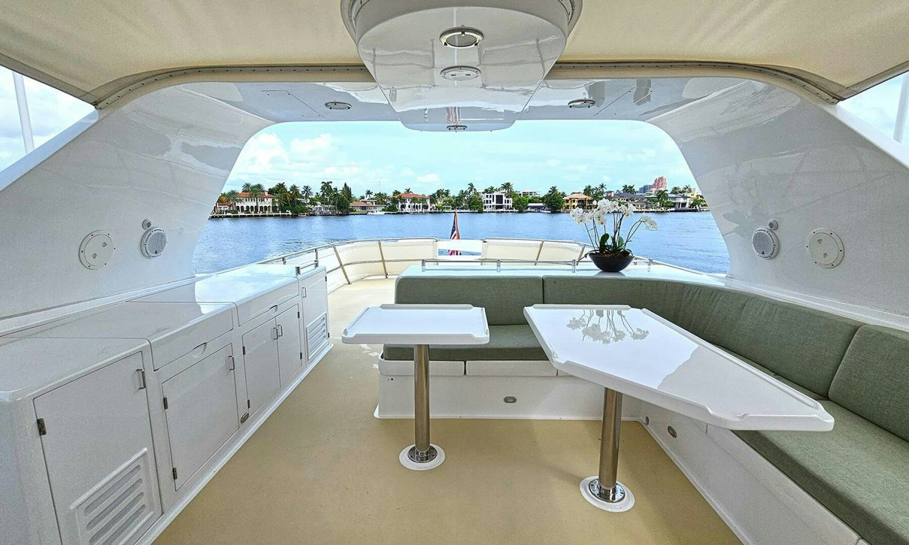 a room with a table and chairs aboard SHAMROCK Yacht for Sale