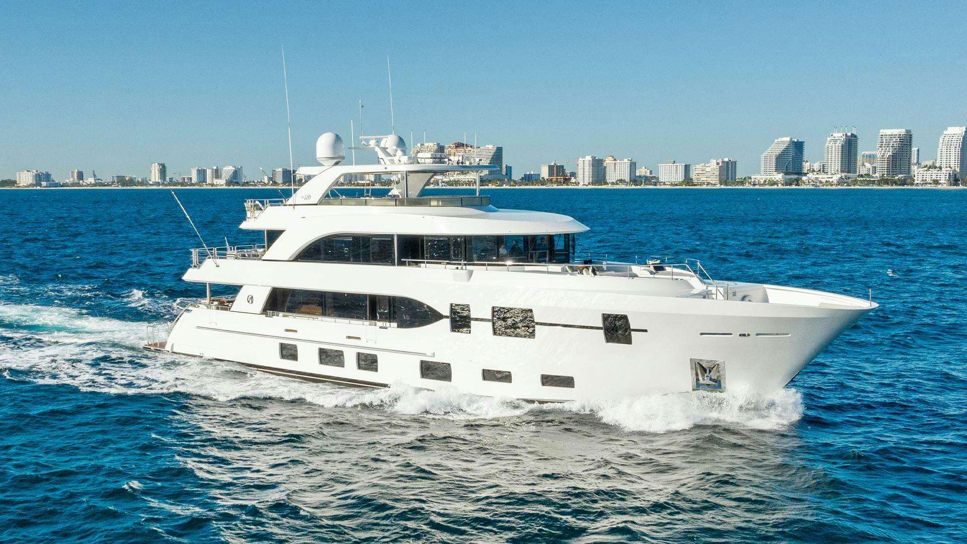 a white yacht on the water aboard LONG AWAITED Yacht for Sale