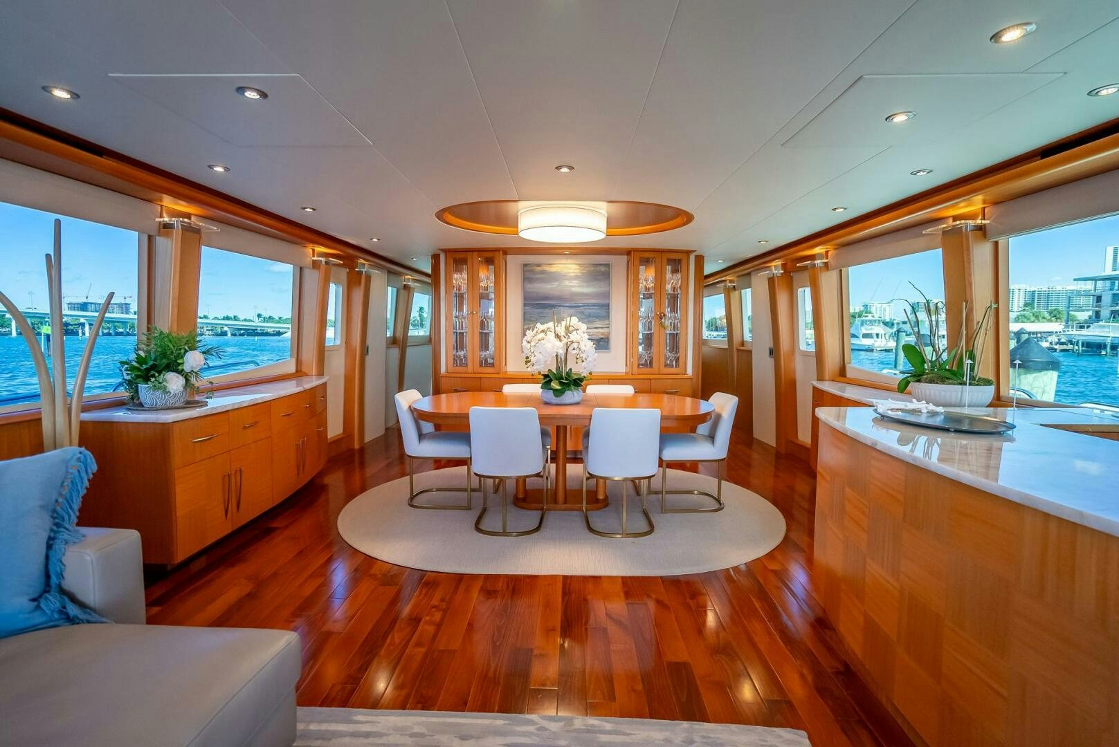 a kitchen and dining area aboard SERENITY Yacht for Sale
