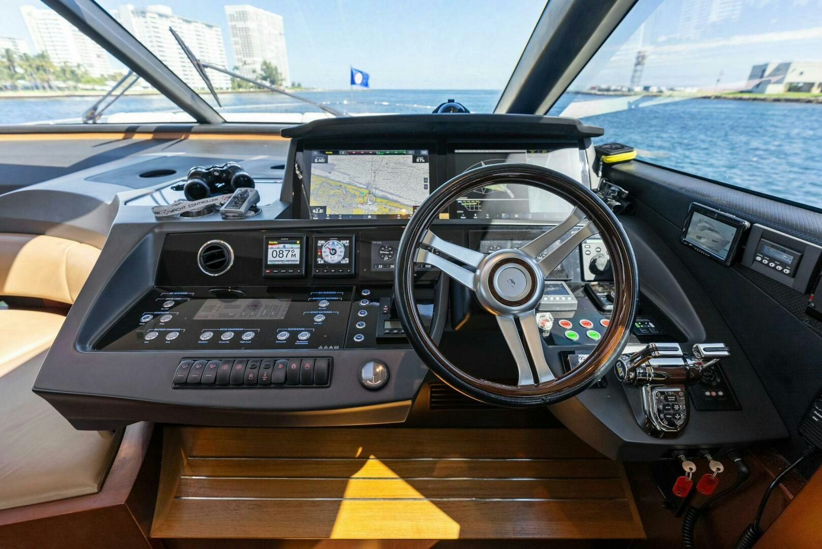 inside of a car aboard WOODY Yacht for Sale