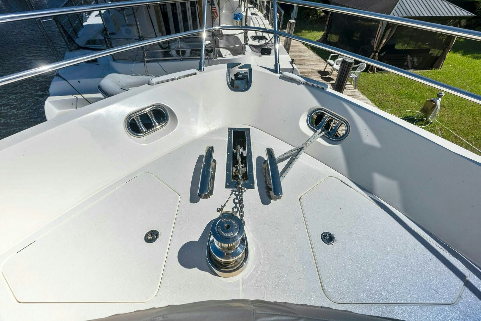 the inside of a white airplane aboard WOODY Yacht for Sale