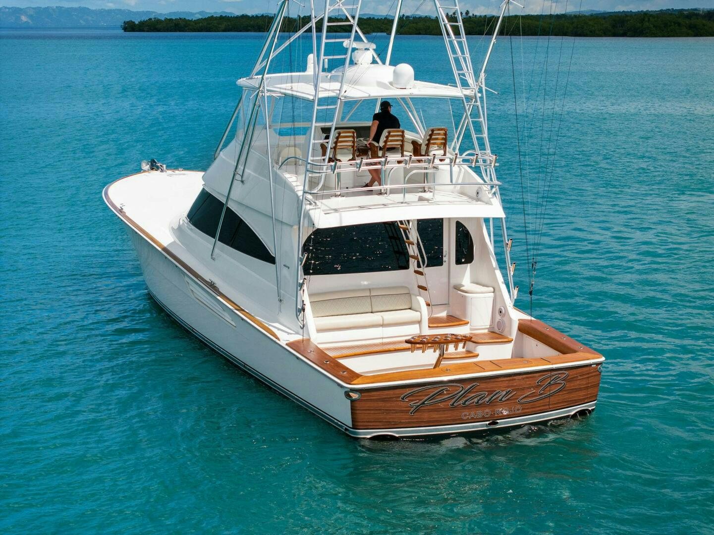 a boat on the water aboard PLAN B Yacht for Sale