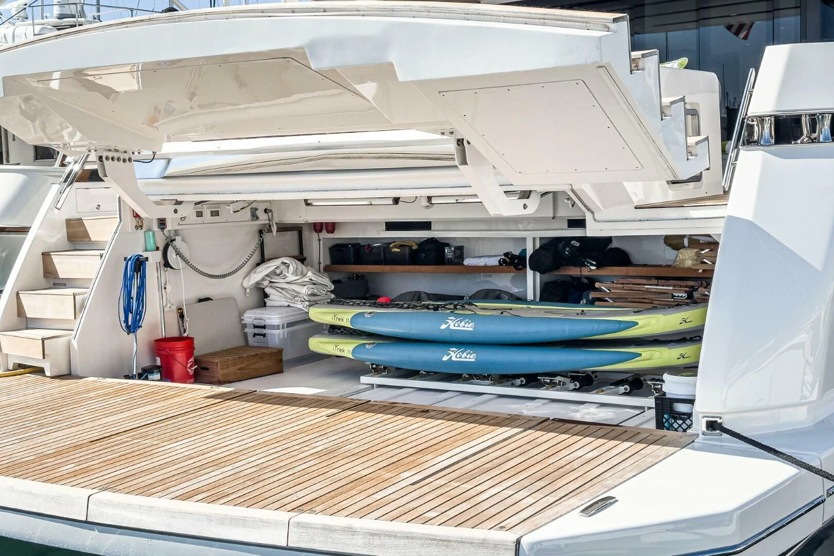 a machine with a blue sheet aboard GENOA Yacht for Sale