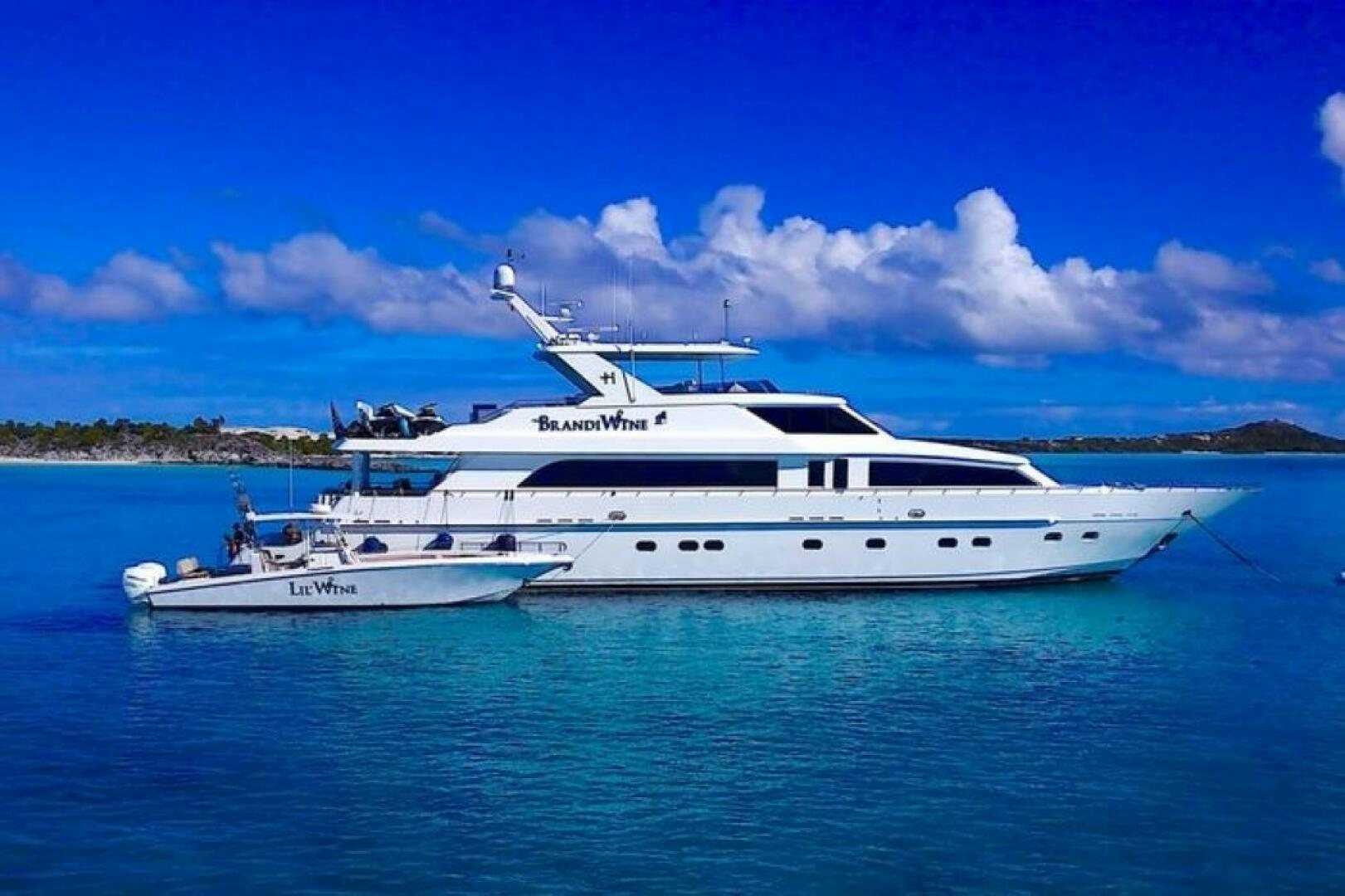 a white yacht in the water aboard BRANDI WINE Yacht for Sale