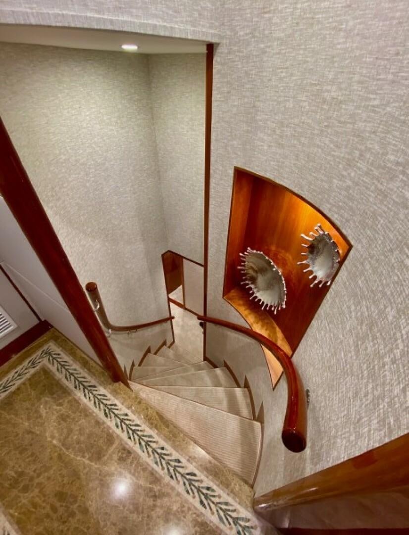 a red lamp on a wall aboard BRANDI WINE Yacht for Sale