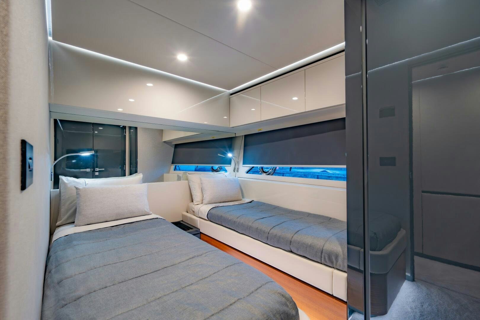 a room with a bed and a window aboard BIG MAMA Yacht for Sale