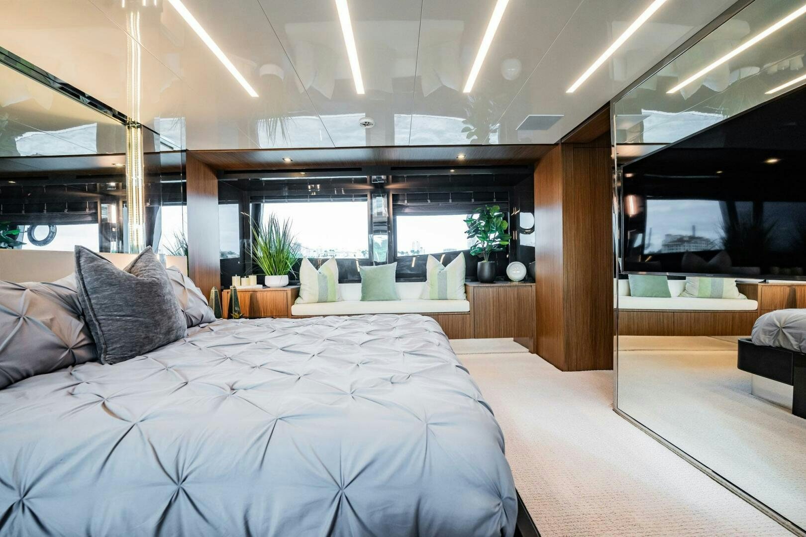 a large bed in a room aboard RECREATIONAL USE Yacht for Sale