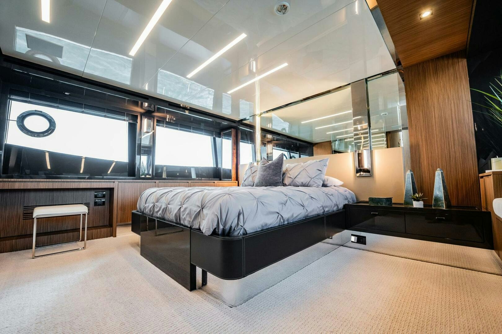 a large bed in a room aboard RECREATIONAL USE Yacht for Sale