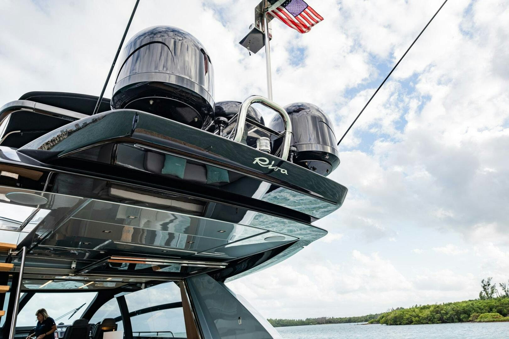 a helicopter with a flag on top aboard RECREATIONAL USE Yacht for Sale