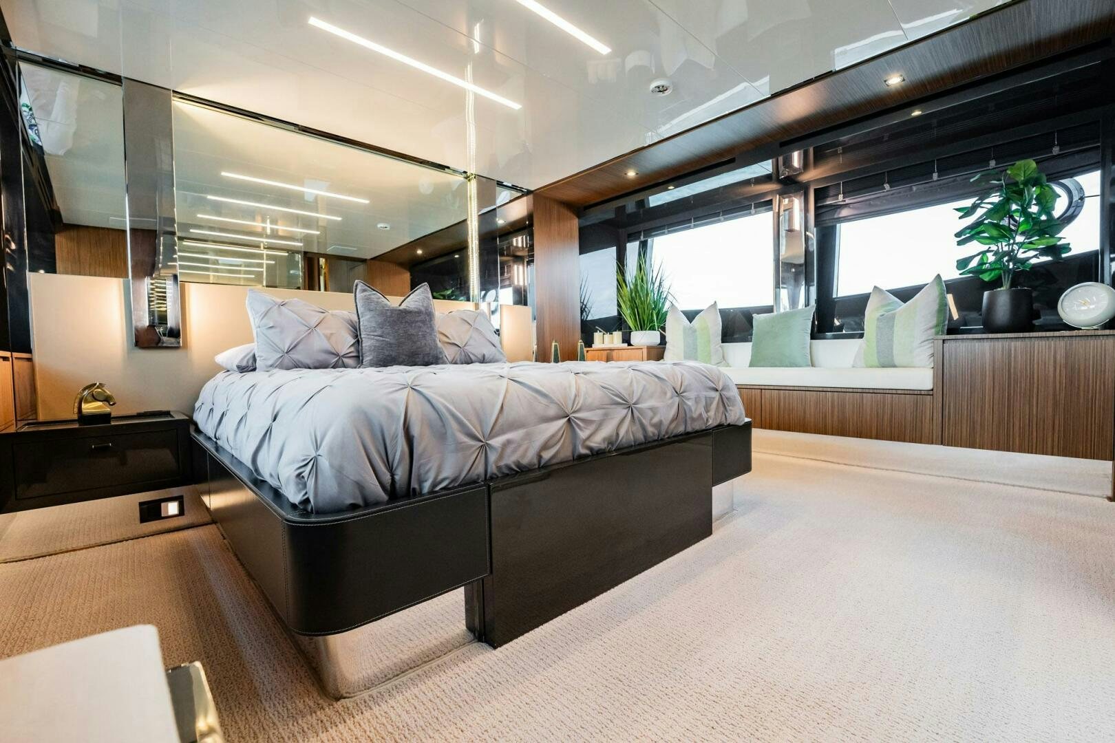 a large modern bedroom aboard RECREATIONAL USE Yacht for Sale