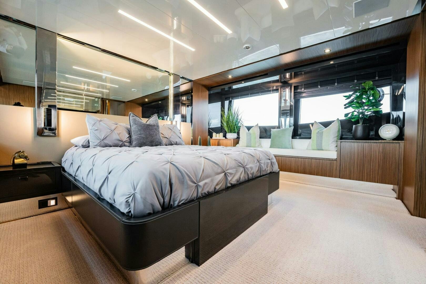a large bed in a room aboard RECREATIONAL USE Yacht for Sale