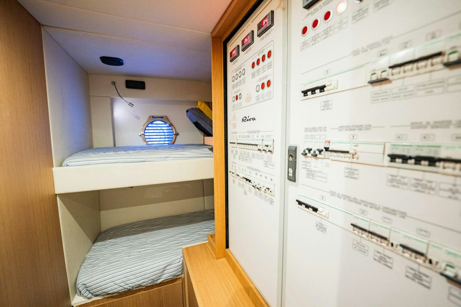 a room with a white board and a window aboard RECREATIONAL USE Yacht for Sale