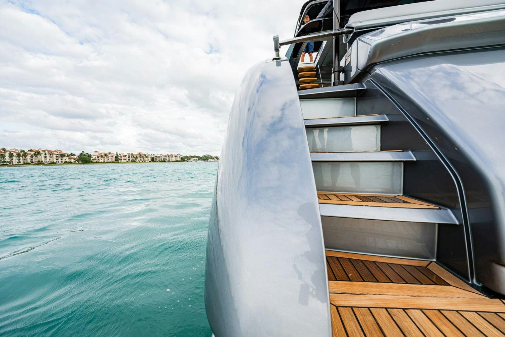 a white surfboard on a boat aboard RECREATIONAL USE Yacht for Sale