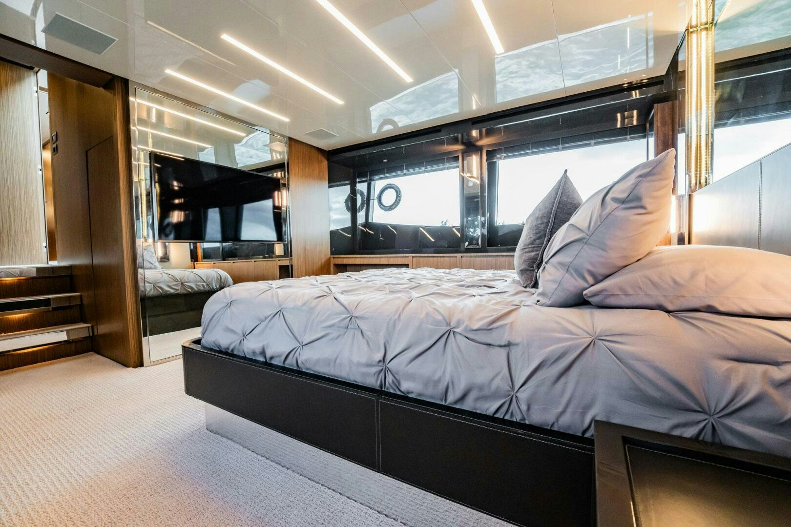 a bed in a room aboard RECREATIONAL USE Yacht for Sale