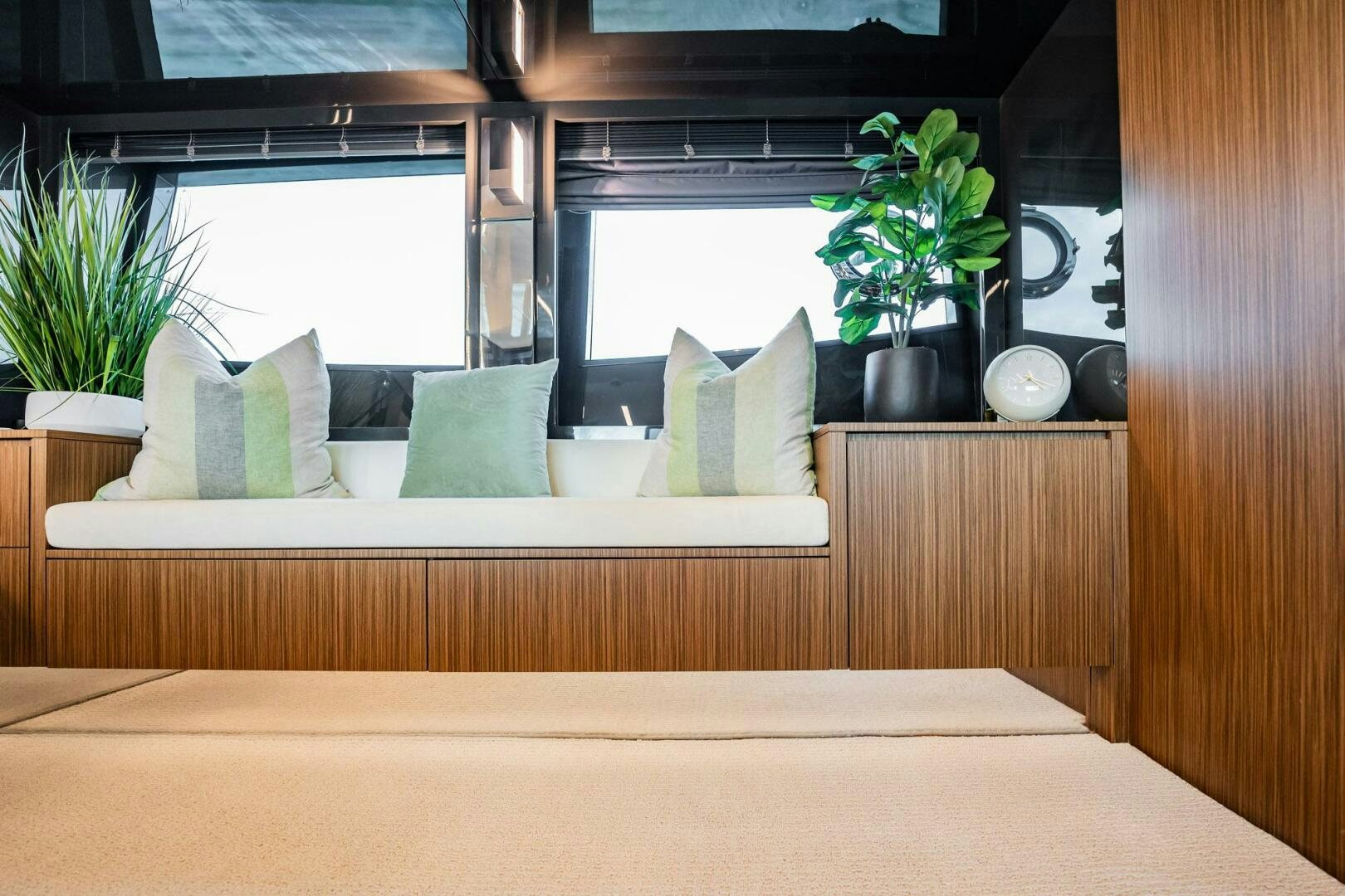 a bed with pillows and pillows aboard RECREATIONAL USE Yacht for Sale