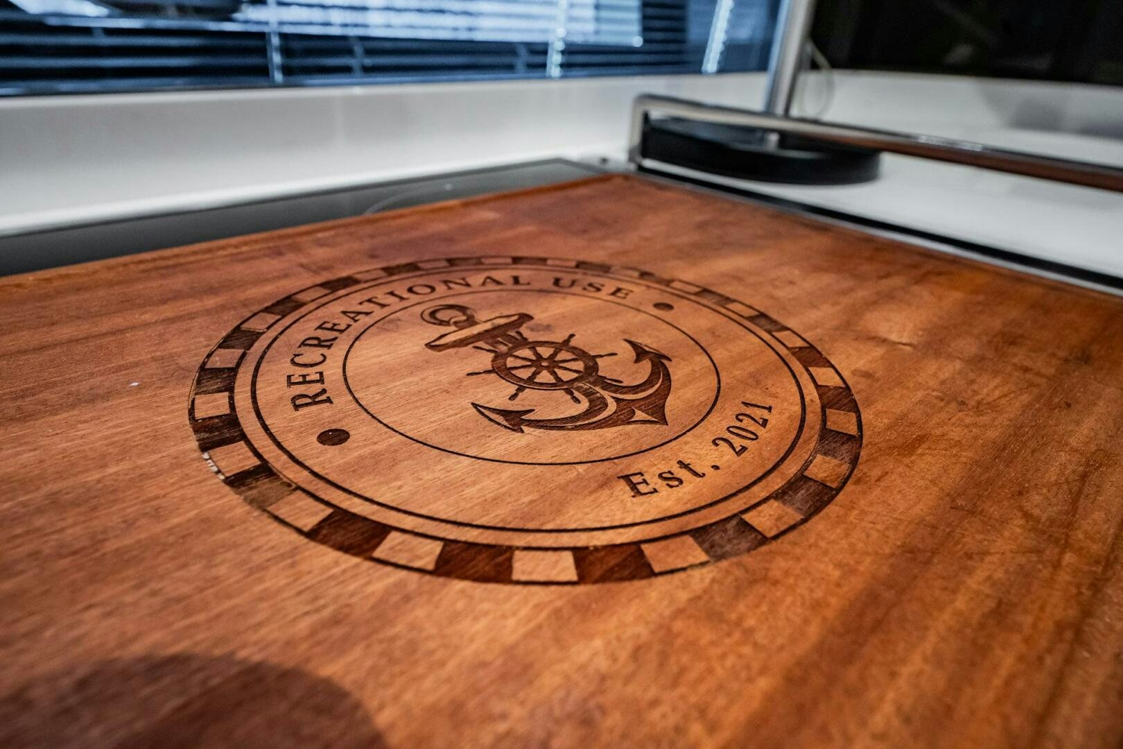 a circular object on a table aboard RECREATIONAL USE Yacht for Sale