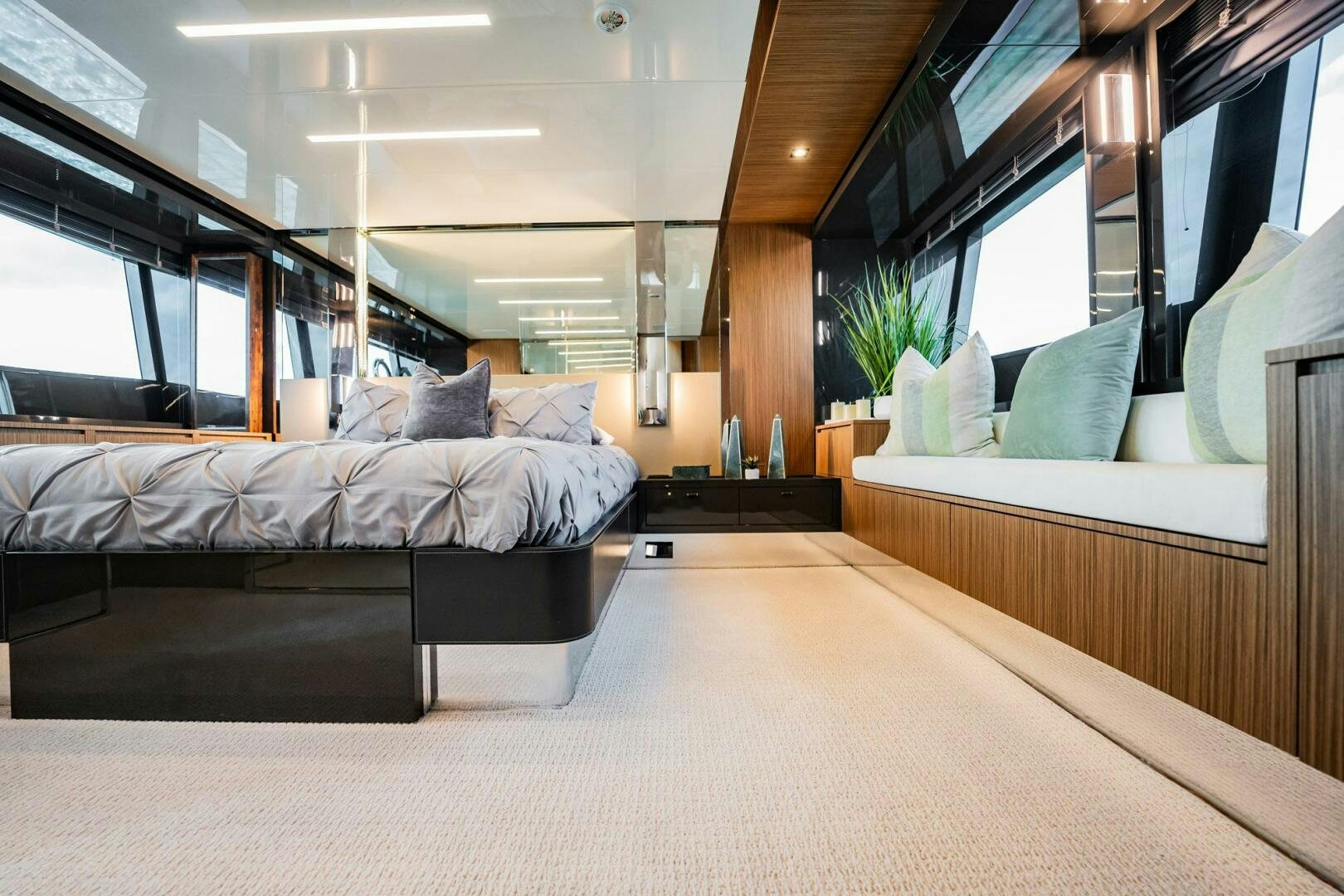 a bed in a room aboard RECREATIONAL USE Yacht for Sale