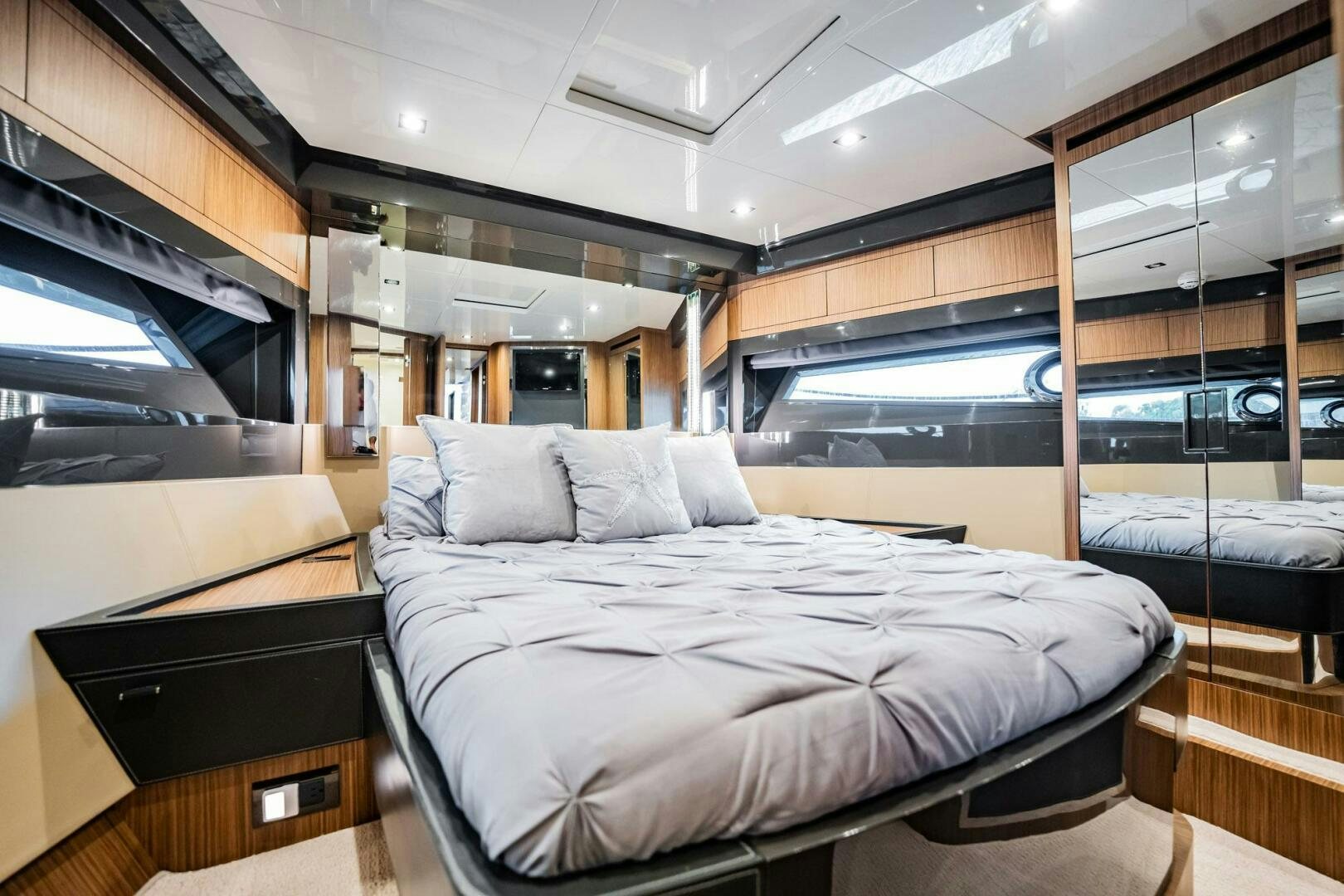 a bed in a room aboard RECREATIONAL USE Yacht for Sale