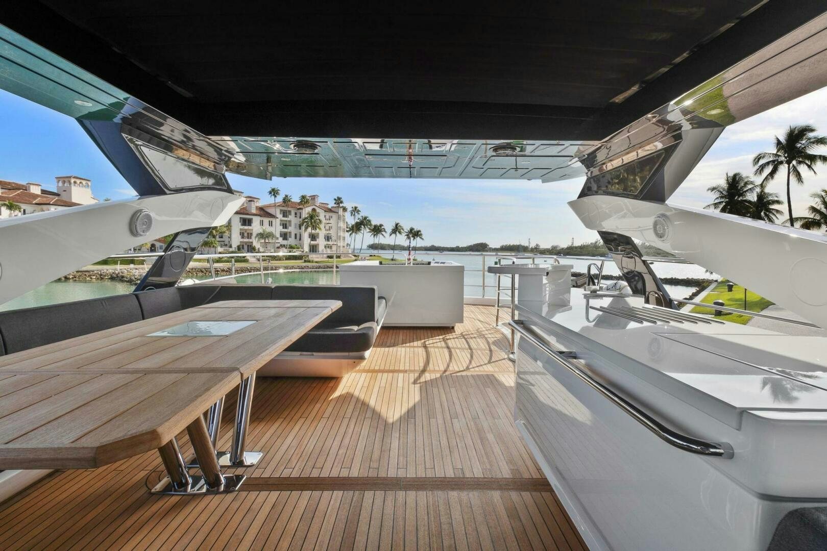 a deck with a deck and a pool aboard ALEXA Yacht for Sale